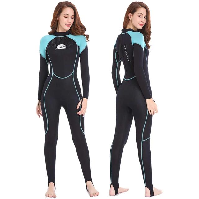 Wetsuit Feminino de Neoprene 2mm para Mergulho, Snorkeling, Surf e Natação em Água Fria com Cinta de Zíper nas Costas