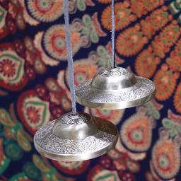 Novo um par 9cm Polegada handcrafted nepal meditação tingsha cymbal sino com bronze budista os oito símbolos auspiciosos - Image 5