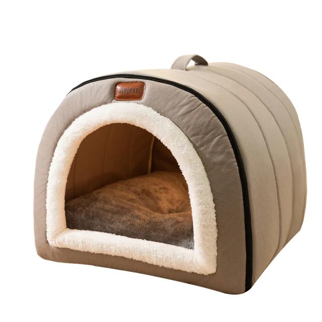 Cama Auto-Aquecida para Cães e Gatos Pequenos e Médios - Tenda Aconchegante para Inverno em Estilo Caverna