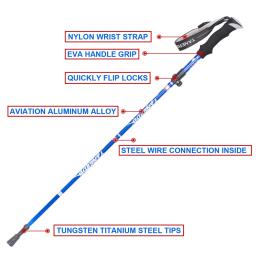 Bastões dobráveis com alça EVA, Bastões de caminhada, Trekking Poles, Acessórios para caminhadas, Alpenstock, 4 seções, 1pc - Image 2