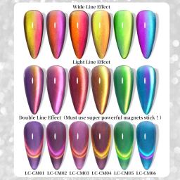 LILYCUTE-Gel Polonês Magnético Gato Dupla Luz, Nail Art, Espumante, Arco-íris, Semi Permanente, UV, Ímã, Esmalte, 7ml - Image 4