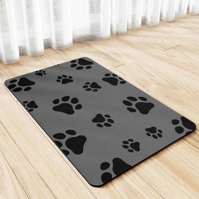 Tapete Antiderrapante Multifuncional para Alimentação de Animais de Estimação com Almofada Absorvente e Área para Ração e Água