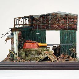 Sem pintura 1/35 kits de modelo de construção ruínas casa artesanal em miniatura de madeira diorama cena para micro paisagem arquitetura modelo - Image 1