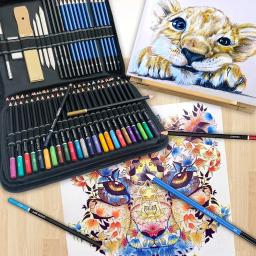 Conjunto de lápis de desenho premium de 96 peças, incluindo 72 lápis de cor e 24 kits de esboços, kit de lápis de arte em presente de estojo de viagem com zíper - Image 4