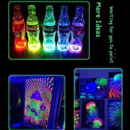 Conjunto de tinta acrílica fluorescente luminosa, 58ml, que brilha no escuro, pintado à mão, criativo, faça você mesmo, tecido têxtil, pigmento, materiais de arte - Image 5