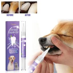 Cão limpeza oral gel dente mancha limpador remover estacas dentárias tártaro placa eliminador hálito fresco animais de estimação caneta clareamento dental - Image 1