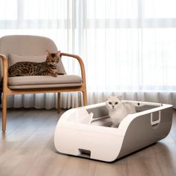 Inteligente Cat Litter Box, WC automático para gatos, Desodorização, Anti Splash, Semi Fechado, Caixa de areia com bandeja removível Pet Potty - Image 2