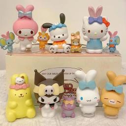 Bonito Pom Pom Pom Purin Cinnamoroll Melody Kuromi Pochacco Kittys Anime Figura de Ação Bonecas, Modelo Decoração Brinquedos, Presentes para Meninas - Image 1