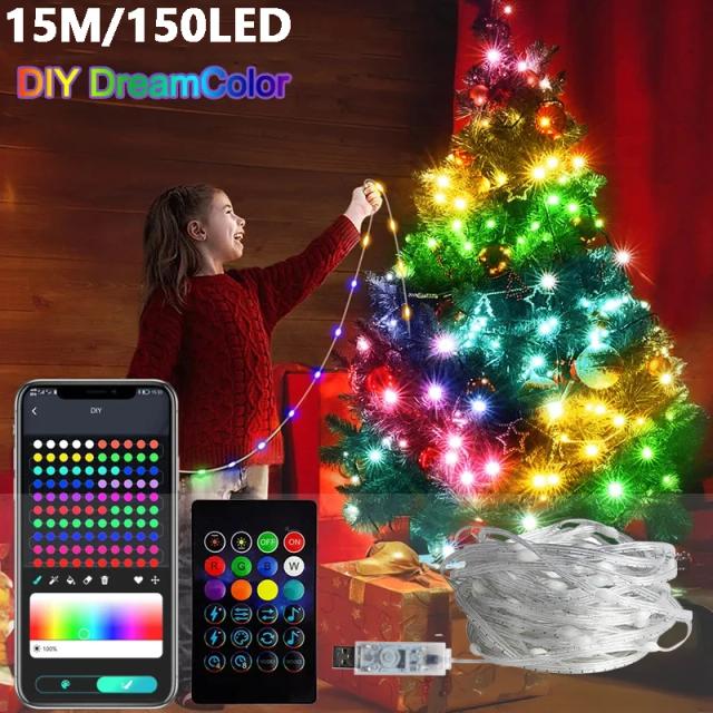 Fitas de LED RGB para Festas: Luzes Neon ao Ar Livre, Guirlandas e Decorações de Natal DIY
