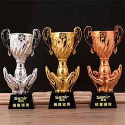 Troféu De Resina Personalizado Prêmio De Estrelas De Ouro Com Palavras Personalizado Base De Cristal, Evento Esportivo, Prêmio De Empresa, Competição Escolar, 1Pc - Image 4