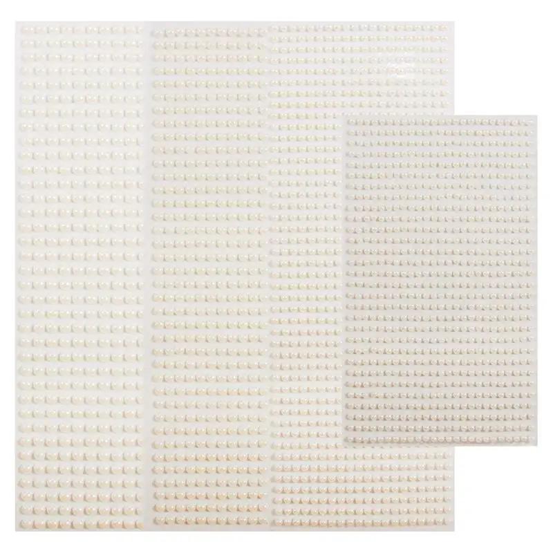 3/4/5/6mm marfim branco meia redondo pérolas adesivos auto-adesivo falso embelezamento para arte do prego scrapbooking diy acessórios - Image 1