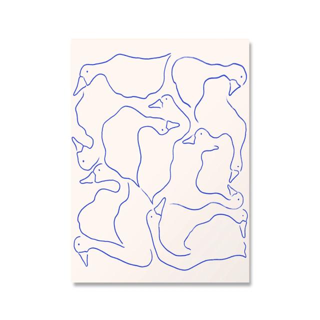 Quadro Abstrato de Animais para Quarto de Bebê: Pôster de Cachorro Azul Minimalista em Cânvas, Decoração Moderna e Charmosa.