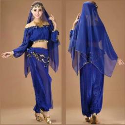Manga comprida Terno de Dança do Ventre, Roupa Performance, Roupa de Dança Indiana, Novo - Image 1