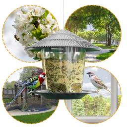Jardim gazebo pendurado alimentador de pássaros selvagens recipiente ao ar livre com pendurar corda pet pássaro alimentação casa tipo alimentador de pássaros novo dropshipping - Image 5