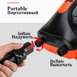 Bomba de ar elétrica de estágio duplo SUP inflável Stand Up Paddle, placa de surf bomba inflável inteligente, 20 PSI, 16 PSI, 12V, 110W - Image 2
