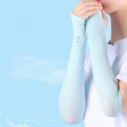 Capas de braço anti-UV para homens e mulheres, luvas de ciclismo sem dedos, esporte de verão, seda gelada, lenço frio - Image 6