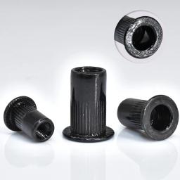 Porca de rebite de cabeça plana preta de aço carbono, inserção roscada, tampa Nutsert, rebites porcas, M3, M4, M5, M6, M8, M10, M12, 5-50pcs - Image 3