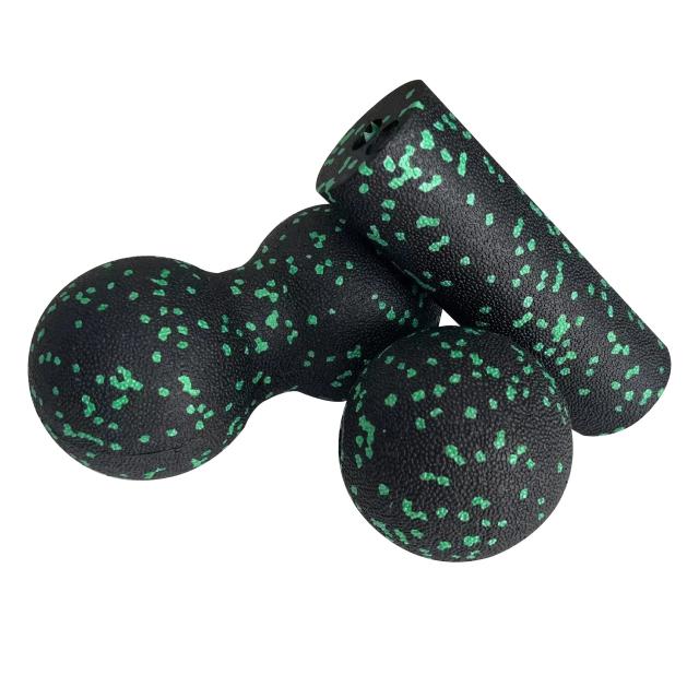 Conjunto Rolo de Espuma Ioga 3 Peças Mini Bola Amendoim Massagem Pilates