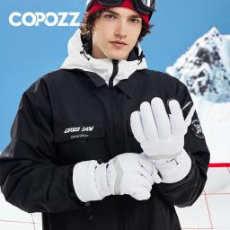 Copozz luvas de esqui de inverno hipora diafragma 3m thinsulate luvas de snowboard térmica quente tela de toque luvas de esqui das mulheres dos homens - Image 6