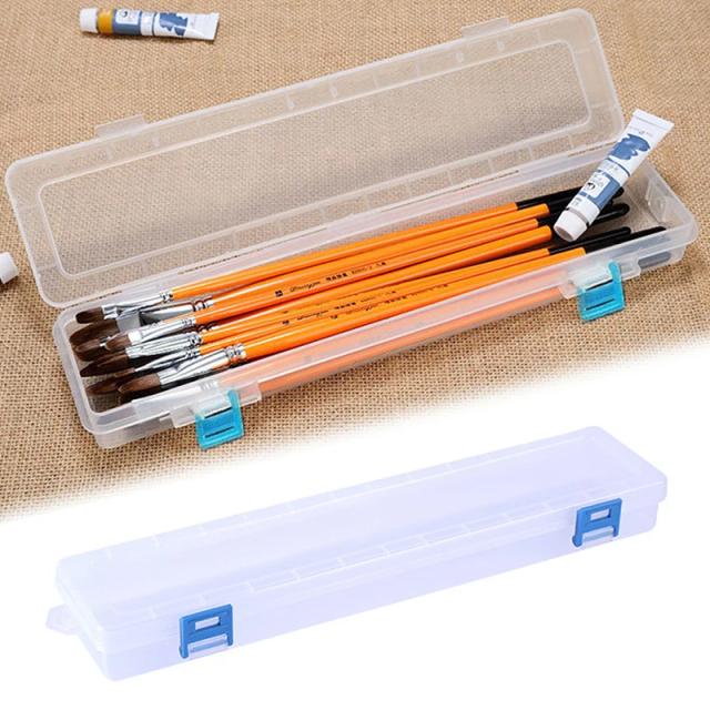 Caixa Organizadora Transparente para Pincéis, Lápis e Canetas de Aquarela com Compartimentos para Ferramentas de Desenho