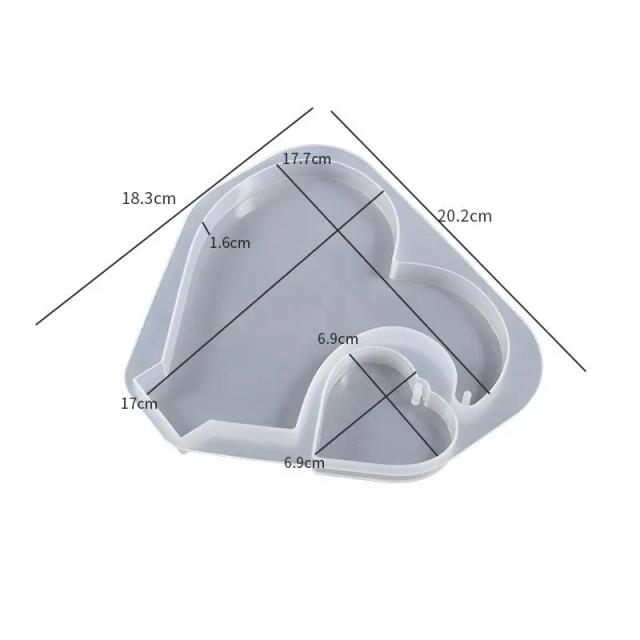 Molde de Silicone em Forma de Coração para Resina Epóxi - Ornamento de Amor, Decoração para o Lar e Artesanato DIY com Base