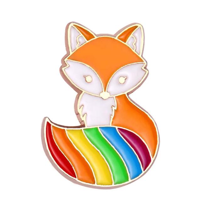 Esmalte de Arco-íris: Broches e Pins de Animais LGBT - Sapo, Gato, Coelho, Cão e Raposa para Presentes Amigos e Jóias de Lapela em Atacado