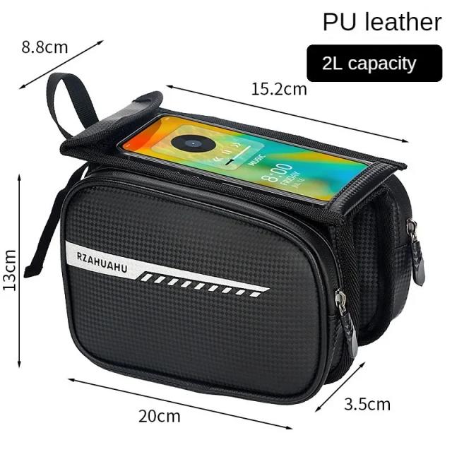 Bolsa Impermeável Hard Shell para Bicicleta com Tela Sensível ao Toque - Organizador de Acessórios para Tubo Superior, 7"