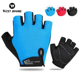 West biking luvas de ciclismo de meio dedo antiderrapante motocicleta mtb luvas de bicicleta de estrada dos homens esporte fitness bicicleta luvas sem dedos - Image 1