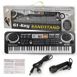 Teclado eletrônico com microfone para crianças, 61 teclas, piano digital, órgão, instrumento elétrico, brinquedo musical para crianças - Image 1
