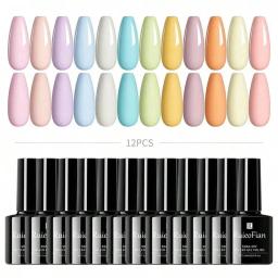 12pcs Macaron Gel Esmalte Primavera Verão Doce Set Cor Azul Rosa Para Manicure Semi Permanente Soak Off Nail Art Gel Verniz - Image 2
