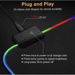 Mouse pad Gamer Led Rgb 7 Cores Tamanho Grande 80 X 30cm Usb - Image 3