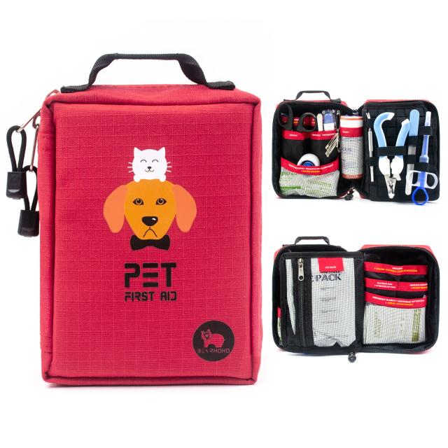 Kit de Primeiros Socorros Tático para Animais de Estimação com Organizador Médico e Saco de Sobrevivência