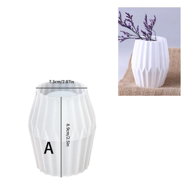 Molde de Silicone Vaso Cilíndrico Listrado Resina Artesanal Gesso Vela 1pc
