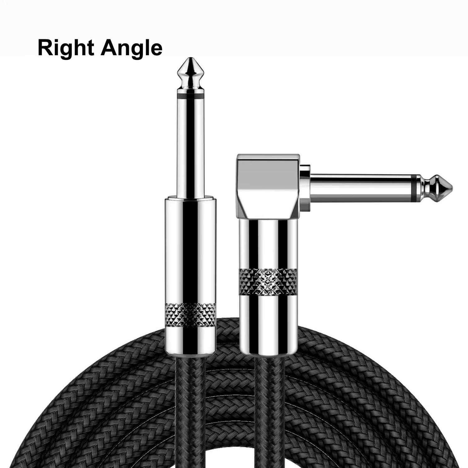 Cabo de áudio para guitarra elétrica, instrumento baixo, cabo de amplificador, ângulo reto reto, 10m, 5m, 3m, 2m, 1m, qualidade Aux, 1/4 - Image 1