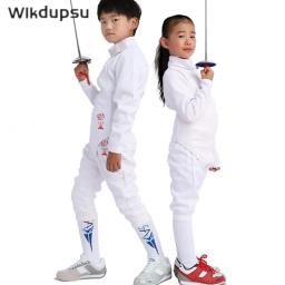 Roupas de esgrima para crianças, Jaqueta Escrime infantil, Calça axilas, Equipamento de esgrima, Conjunto uniforme para meninos e meninas, 3 peças - Image 2
