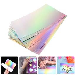 Papel metálico arco-íris para scrapbook artesanato, pintura de papelão, papelão, holográfico, DIY artesanato material, 10 folhas - Image 5