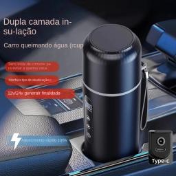Copo de aquecimento portátil para carro, 12v 24v, 500ml, tela sensível ao toque de aço inoxidável, display digital, garrafa aquecedora de água, copo térmico, chaleira de carro - Image 1