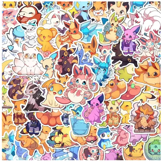 Kawaii Pokemon Anime Adesivos para Decoração de Celular, Mala e Carro - Brinquedo Infantil