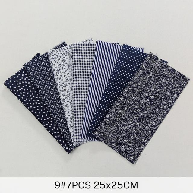 Conjunto de 7 Retalhos de Tecido de Algodão 24x25cm para Costura, Bordado e Decoupage Artesanal