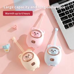Aquecedor de mão recarregável com luz RGB, Mini urso pequeno, USB portátil, Almofada de aquecimento rápido, Cute Baby Warmer, Bateria 2400mAh - Image 2
