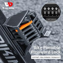 West Biking-Bicicleta Folding bloqueio com senha, Alta Segurança, Anti-Roubo, Ciclismo Cadeia portátil, Mount Bracket, Acessórios - Image 2
