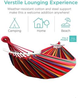 Listra de lona portátil pendurar cama, Hammock ao ar livre, casa, viagens, Camping Swing, duplo, pessoas solteiras, esportes de jardim - Image 3