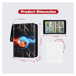 Álbum Colecionador Portátil para Cartões Pokemon, 400 Cartões Titular, 50 Mangas Removíveis, Football Card, Jogo TCG, Compatível com 50 - Image 3