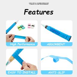 Fita antiderrapante do aperto da raquete do tênis, Absorvente Badminton Racket Overgrips para treinamento, alta qualidade, 1 Pc - Image 4
