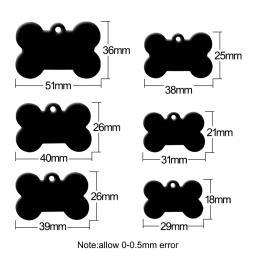 Clássico osso Dog ID Tag, personalizado Anti-Lost placa de identificação personalizada, Cat Collar Pet Pendant, colar de corrente, atacado, 20pcs - Image 4