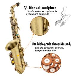 Mindabair-Antique Craft Saxofone Alto Eb, Instrumento Sopros, Padrão Esculpido, Saxofone Bag, Outros Acessórios - Image 3