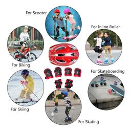 Conjunto de equipamentos de proteção para crianças, capacete com joelheira, cotoveleiras, protetores de pulso para skate, ciclismo, meninos e meninas, tamanho ajustável, 7PCs por conjunto - Image 4