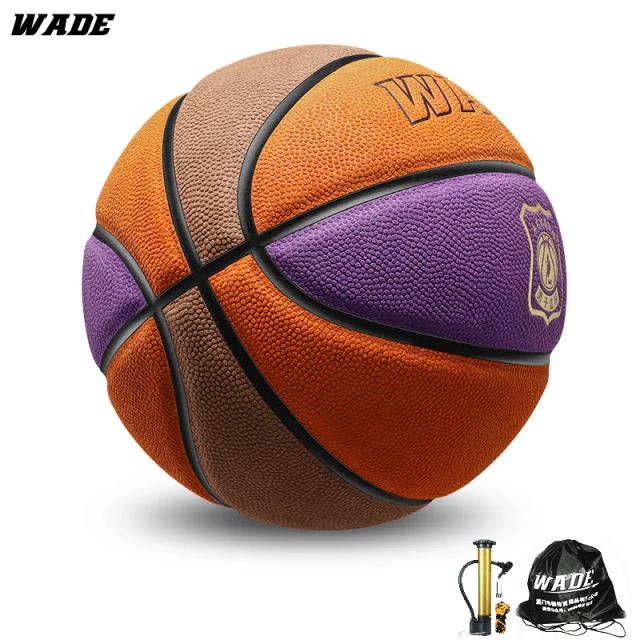 Bola de Basquete de Couro WADE para Uso ao Ar Livre com Bomba Gratuita
