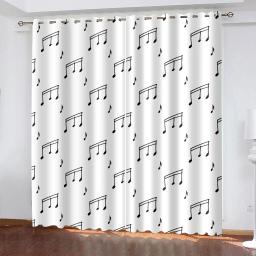 Piano série de instrumentos musicais impressão 3d música nota padrão sun sombra sala estar quarto varanda decoração para casa cortinas finas - Image 6