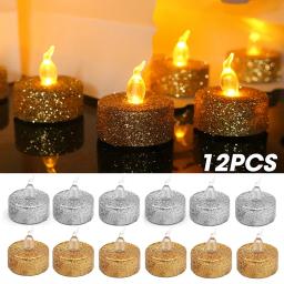 12/3 pçs velas de pó de ouro led flash velas luzes sem chama glitter tealight velas para festa de aniversário decorações de casamento - Image 1